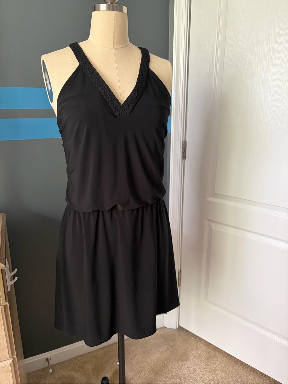 White House Black Market Black Sleeveless V-Neck Dress